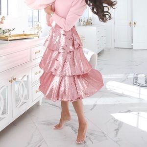 Rachel Parcell Tiered Sequin Skirt